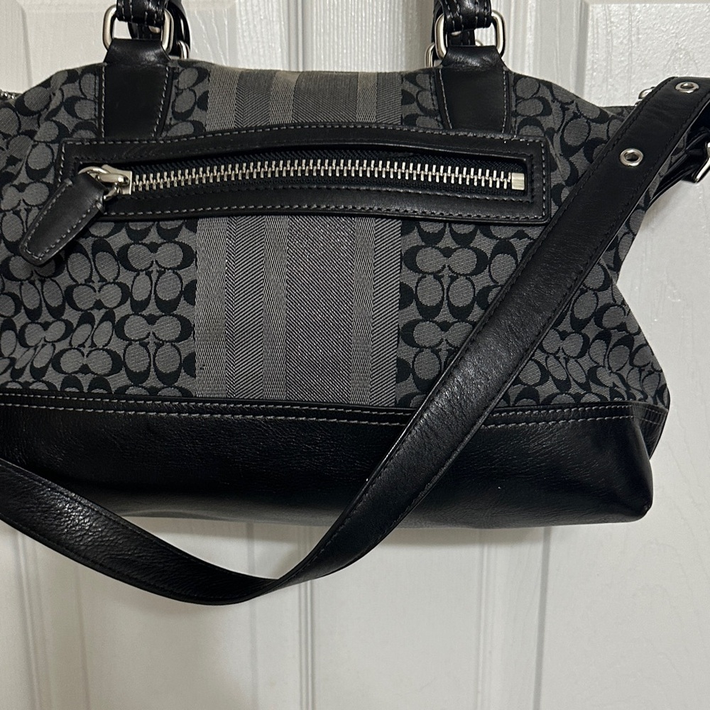 COACH Legacy Graphite Signature Stripe Molly 2-Way Satchel/Shoulder Bag - Picture 5 of 12